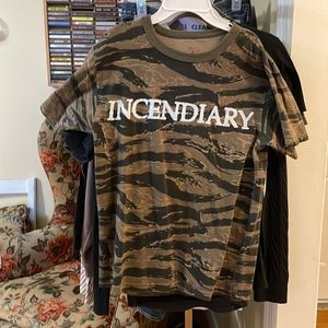 Incendiary band tee - Tiger Camo 2-Sided Print Short Sleeve Tee - Mens Size S